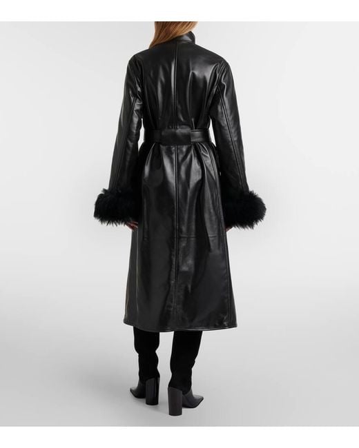 Abrigo De Piel Con Borrego Alaïa de color Black