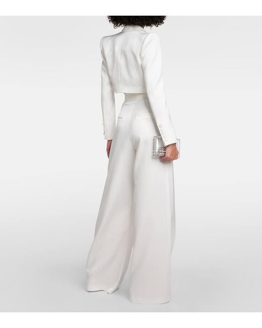 Alex Perry White Cropped-Blazer Aus Satin