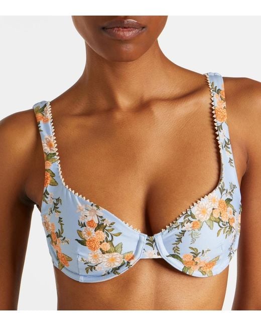 Agua Bendita Blue Hacienda Floral Bikini Top