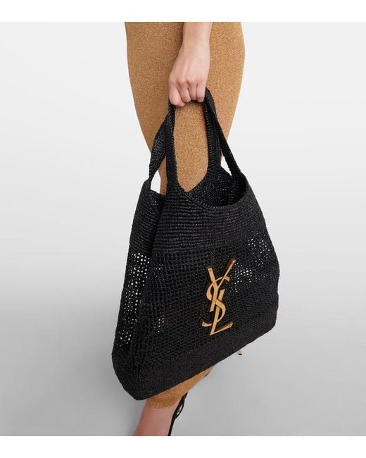 トートバッグ SAINT LAURENT 'Rafia' tote bag Black Saint Laurent - Black Raffia Shopping Tote | Mitchell Stores