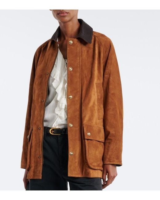 Nili Lotan Brown Kedem Leather-Trimmed Suede Jacket