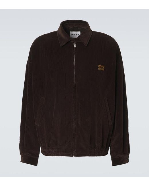 Miu Miu Black Cotton Corduroy Blouson Jacket for men