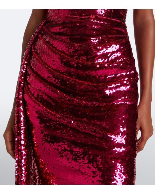 Alex Perry Red Sequined Bustier Dress