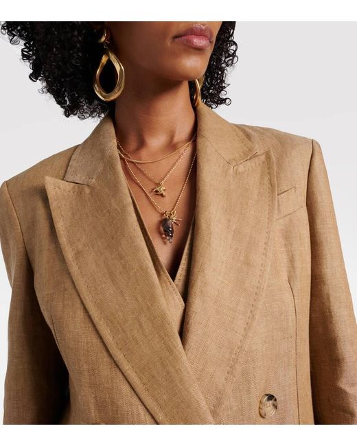 Max Mara Natural Double-Breasted Linen Blazer