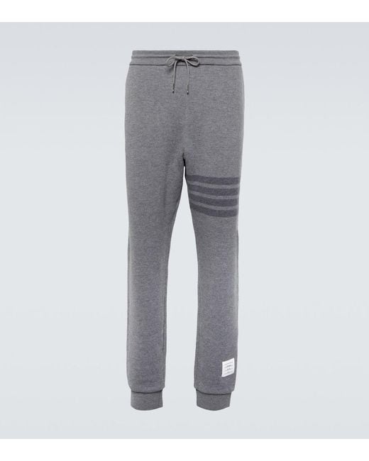 Thom Browne Gray 4-Bar Wool-Blend Sweatpants for men