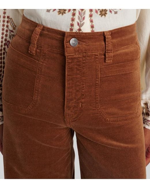FRAME Brown Le Slim Palazzo Cotton Corduroy Wide-Leg Pants