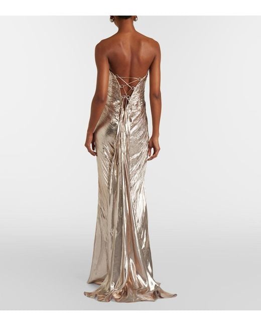 Maria Lucia Hohan Natural Mirren Silk-Blend Chiffon Bustier Gown