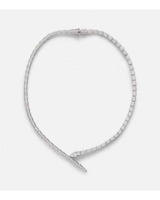 BVLGARI White Serpenti Viper 18Kt Necklace With Diamonds