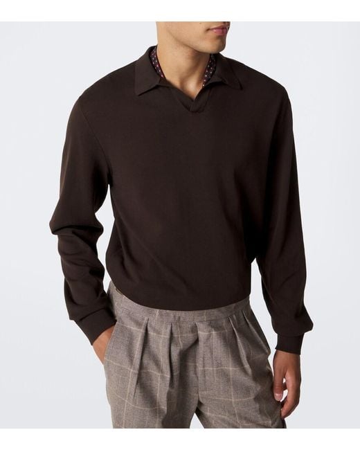 Rubinacci Black Cotton Polo Sweater for men