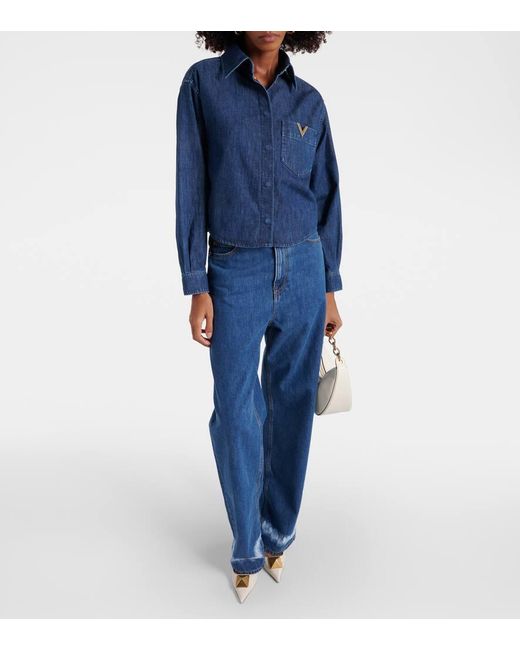 Valentino Blue Hemd aus Baumwoll-Chambray