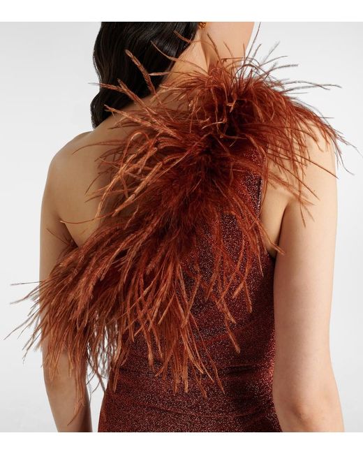 Oseree Purple Maxikleid Lumiere Plumage Mit Federn
