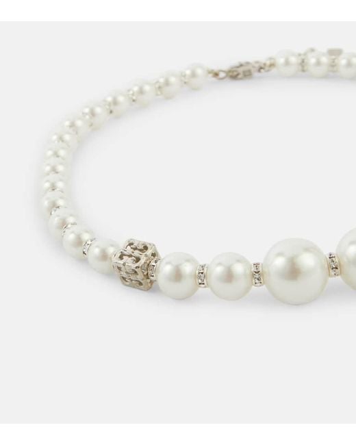 Givenchy White Halskette aus Zierperlen mit Swarovski®-Kristallen