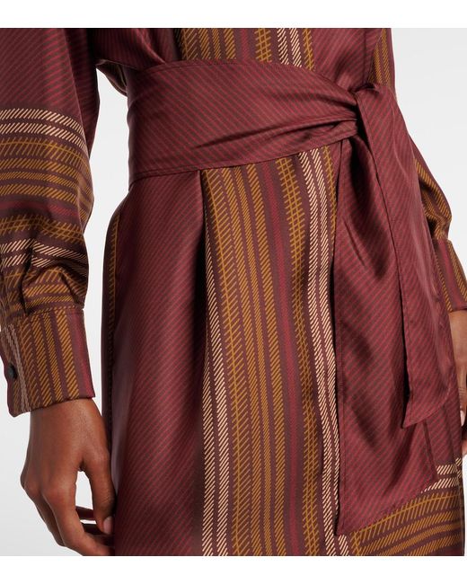 Max Mara Red Pietre Printed Silk Wrap Dress