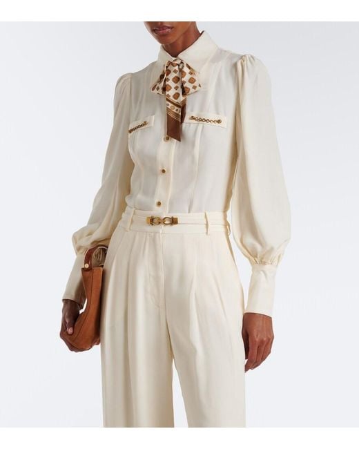 Zimmermann Natural Utility Tie-Neck Blouse