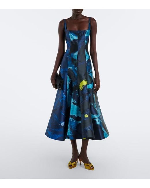 Roksanda Blue Zelia Printed Gathered Midi Dress