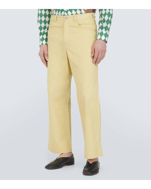 Bode Yellow Brook Cotton Canvas Wide-leg Pants for men