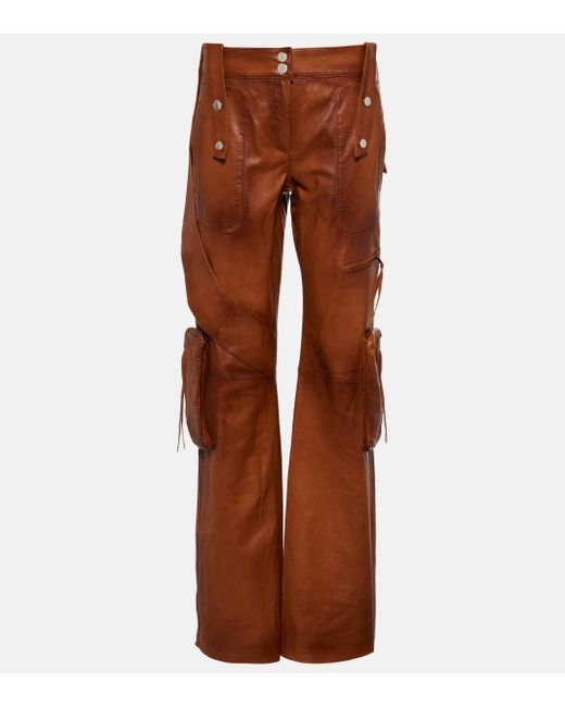 Blumarine Brown Leather Cargo Pants