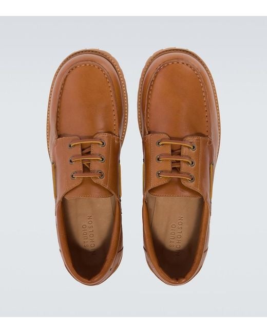 Studio Nicholson Brown Gusto Leather Boat Shoes for men