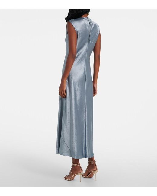 Vince Blue Satin Midi Dress