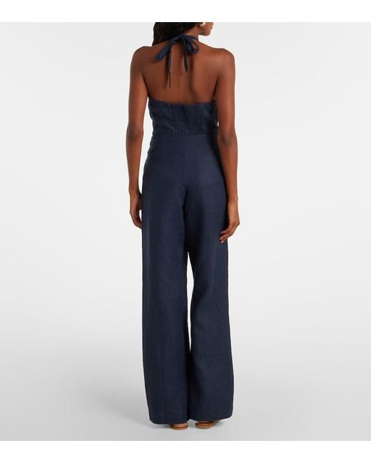 Faithfull The Brand Blue Lulea Linen Wide-Leg Pants