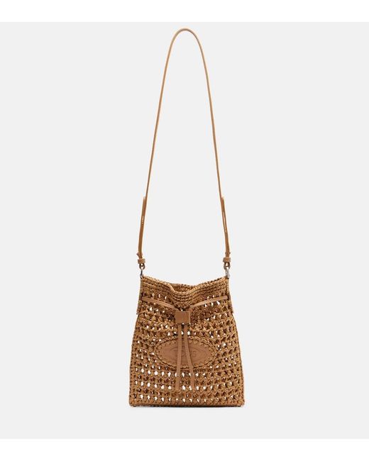 Tod's Natural Ebl Mini Raffia-Effect Bucket Bag