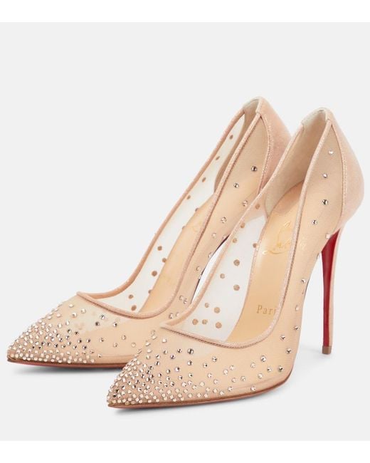 Christian Louboutin Natural Follies Strass Suede Pumps 85