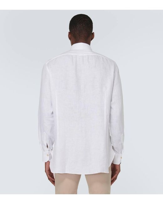 Camicia in lino di Kiton in White da Uomo