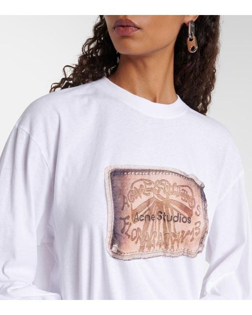 Top De Jersey De Algodon Estampado Acne de color White