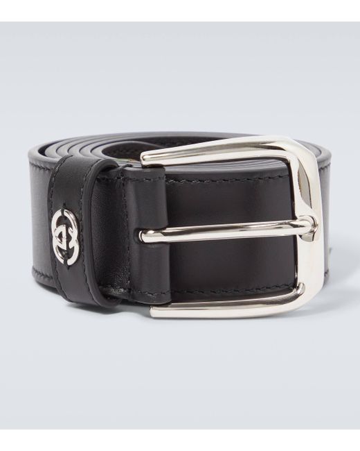 Gucci Black GG Leather Belt for men