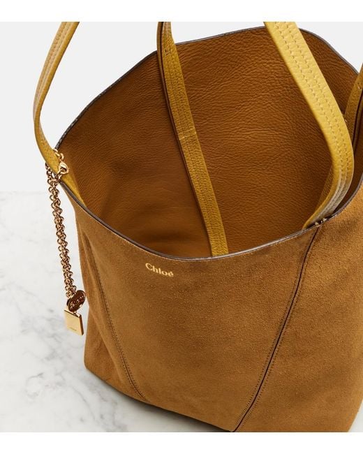 Chloé Brown Spin Medium Suede Tote Bag