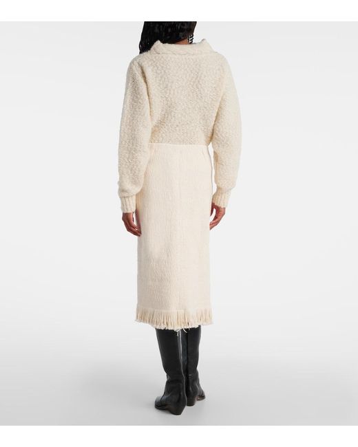 Isabel Marant Natural Galla Cotton And Linen Midi Skirt