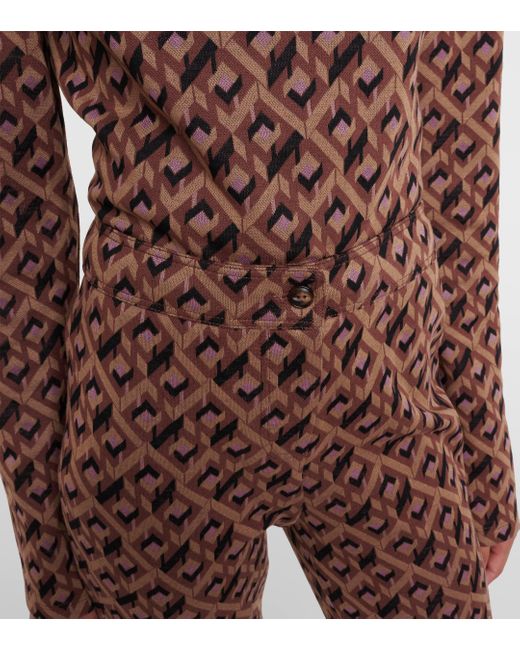 Diane von Furstenberg Brown Greg Printed Flared Pants