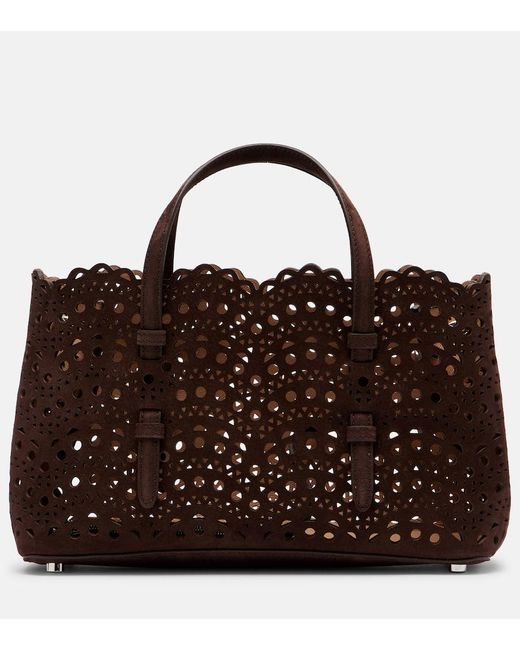 Alaïa Brown Mina 25 Vienne Wave Small Suede Tote Bag