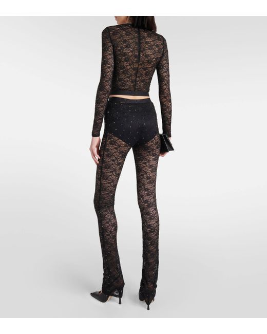 Alessandra Rich Black High-rise Lace leggings