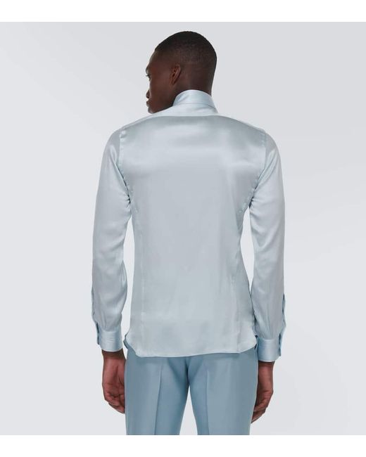 Tom Ford Blue Silk Charmeuse Shirt for men