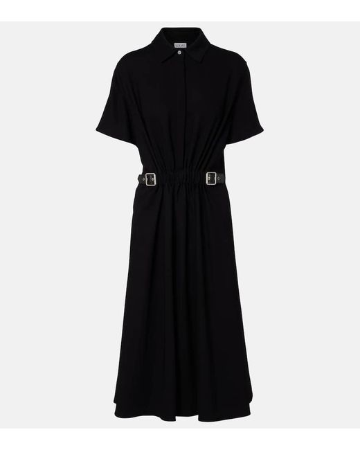 Vestido Midi Con Cinturon Loewe de color Black