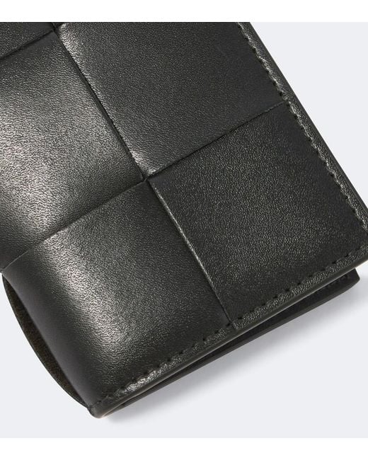 Bottega Veneta Black Intreccio Leather Card Holder for men