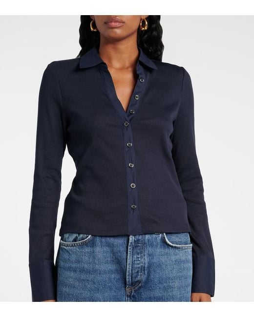 Veronica Beard Blue Top Scottie Aus Einem Baumwollgemisch