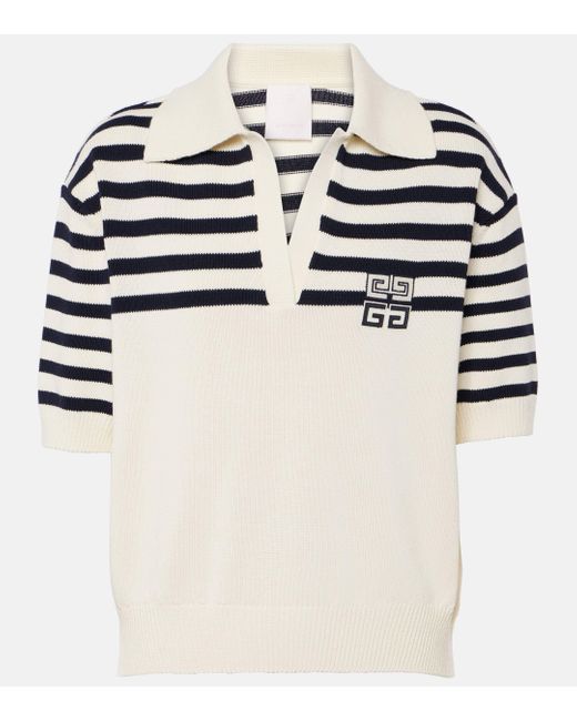 Givenchy White 4g Striped Polo Sweater