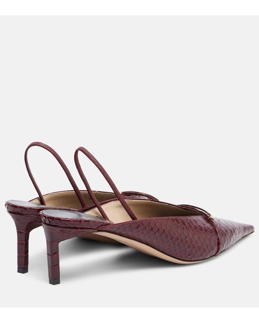 Tom Ford Brown Croc-Effect Leather Slingback Pumps