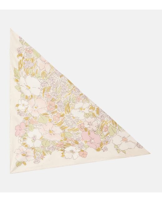 Calvin Klein Natural Lorelai Floral Silk Scarf