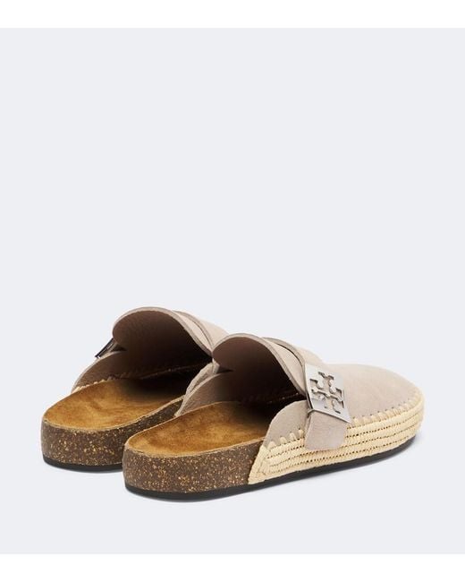 Tory Burch White Mellow Woven Suede Clogs