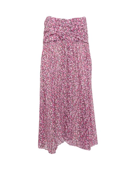 Étoile Isabel Marant Marinoga Floral Cotton Voile Midi Skirt in Pink | Lyst