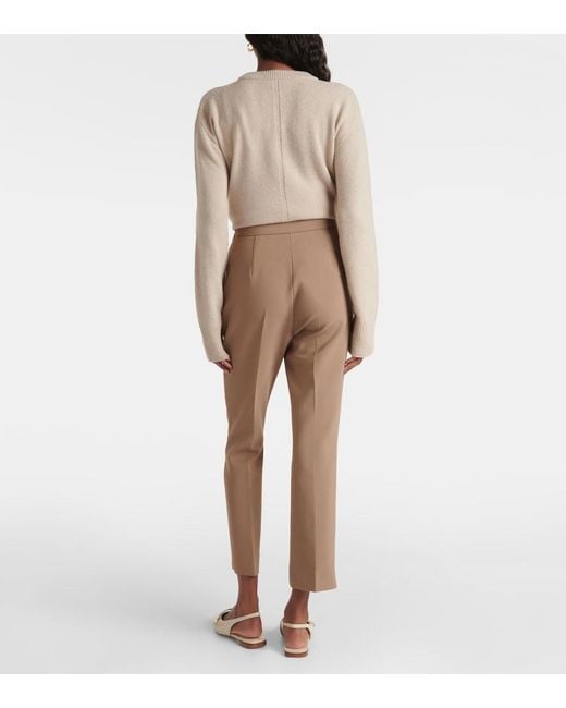 Max Mara Natural Nepeta Wool-Blend Crepe Straight Pants