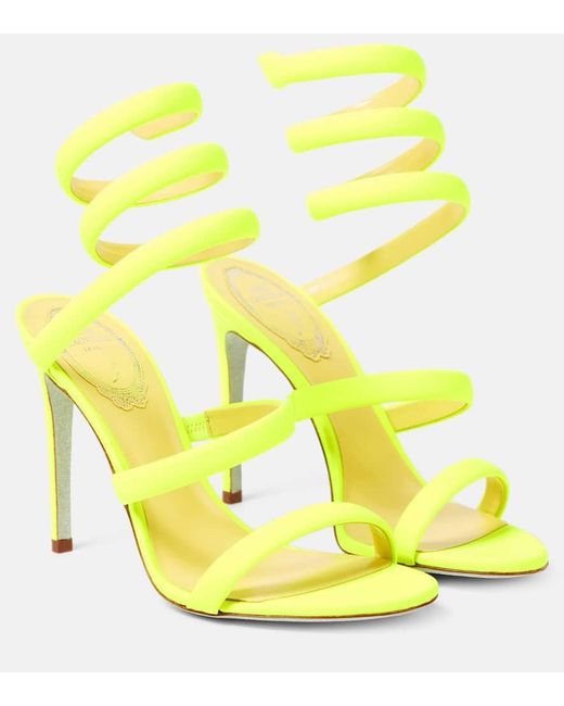 Rene Caovilla Yellow Cleo Leather Sandals