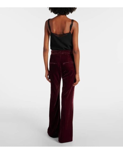 Pantalon Evase Lebone En Velours Veronica Beard en coloris Red