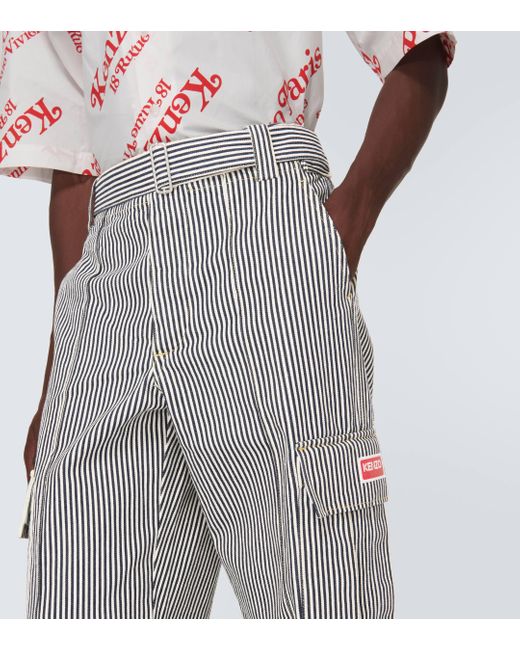 Pantalon cargo raye en coton KENZO pour homme en coloris Gray