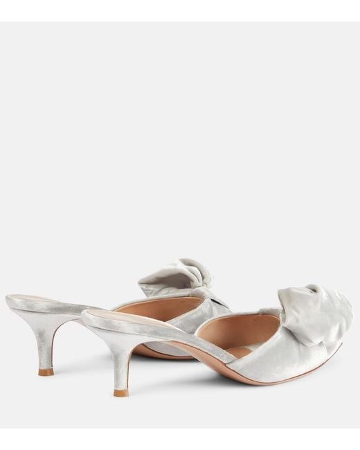 Gianvito Rossi Metallic 55 Bow-Detail Velvet Mules
