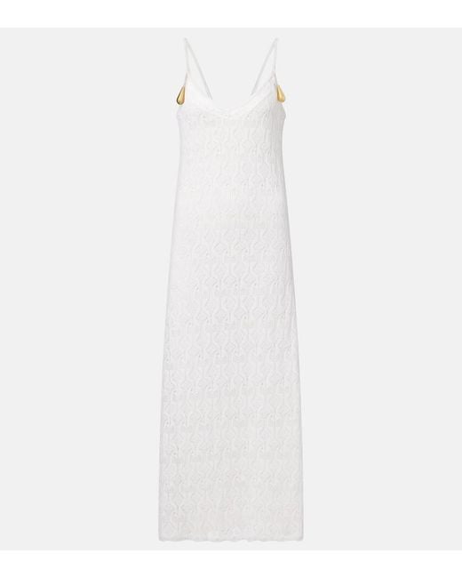 Bottega Veneta White Fish Lace Cotton And Silk Maxi Dress