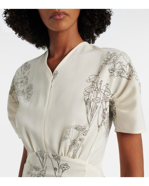 Victoria Beckham White Floral Midi Dress